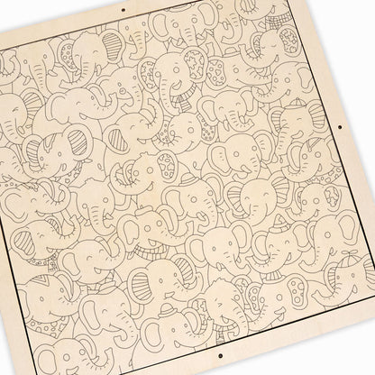 Elefantenparty – Ausmalpuzzle aus Holz