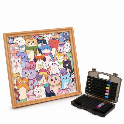 Verspielte Katzen – Ausmalpuzzle aus Holz
