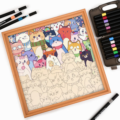 Verspielte Katzen – Ausmalpuzzle aus Holz