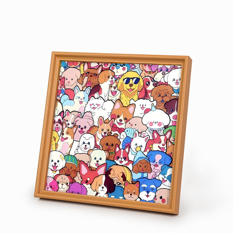 Haustierparty – Ausmalpuzzle aus Holz