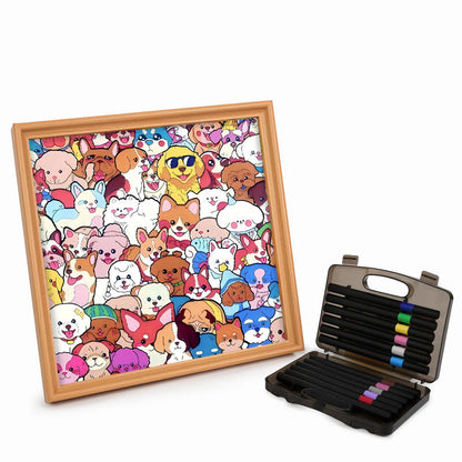 Haustierparty – Ausmalpuzzle aus Holz