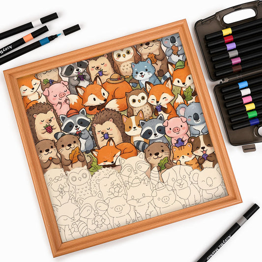 Niedliche kleine Tiere – Ausmalpuzzle aus Holz