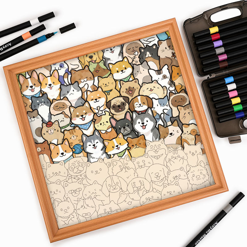 Tiny Puppy World – Ausmalpuzzle aus Holz