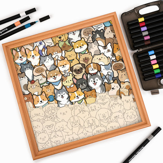 Tiny Puppy World – Ausmalpuzzle aus Holz