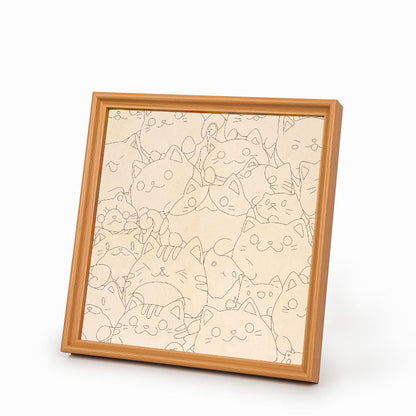 Runde kleine Kätzchen – Ausmalpuzzle aus Holz