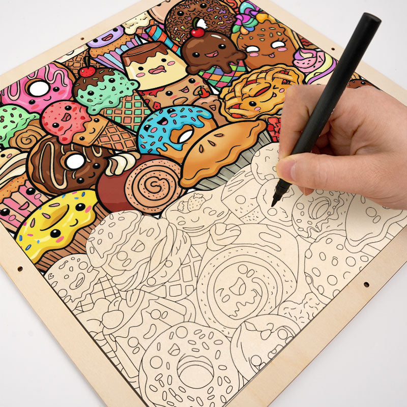 Snack Squad – Ausmalpuzzle aus Holz