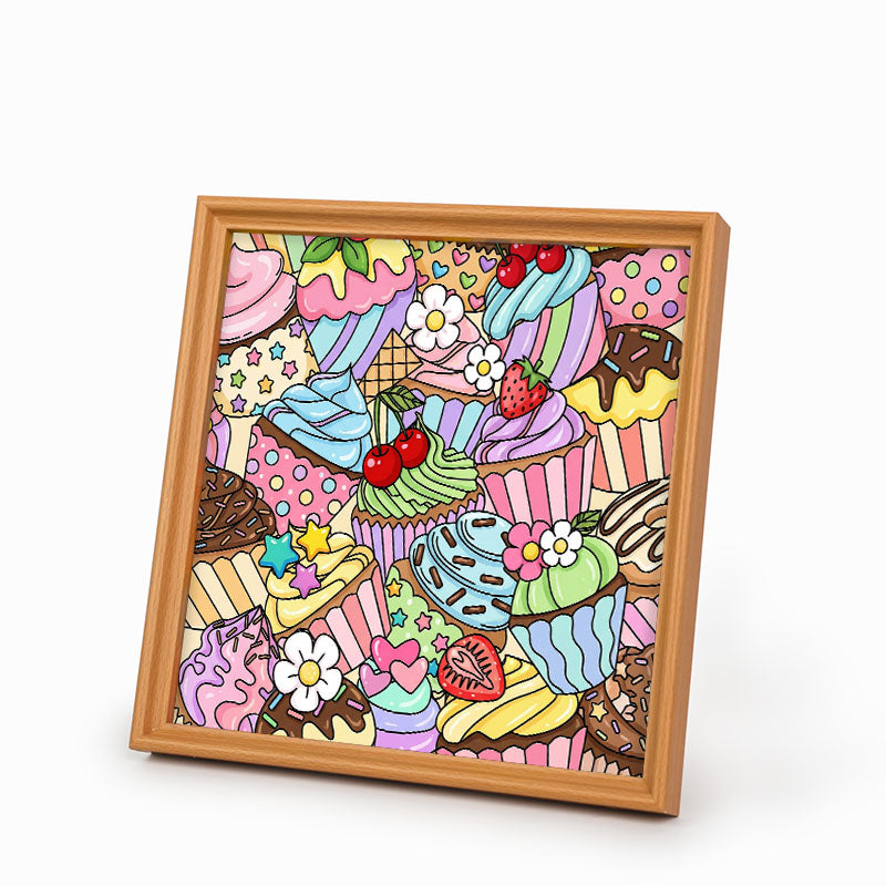 Niedliche Cupcakes – Ausmalpuzzle aus Holz