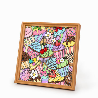 Niedliche Cupcakes – Ausmalpuzzle aus Holz
