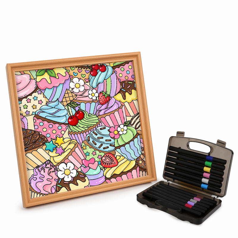 Niedliche Cupcakes – Ausmalpuzzle aus Holz
