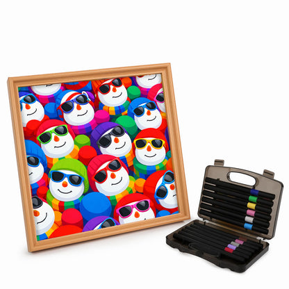 Coole Schneemänner – Ausmalpuzzle aus Holz