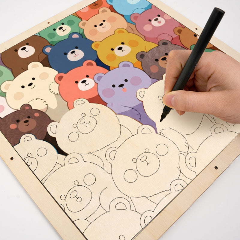 Niedliche Bären – Ausmalpuzzle aus Holz