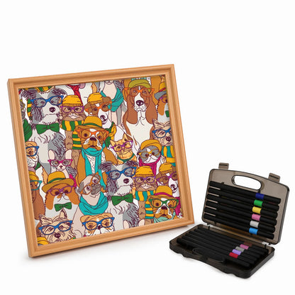 Hunde mit Brille – Ausmalpuzzle aus Holz