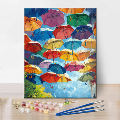 Regenschirme - Malen nach Zahlen