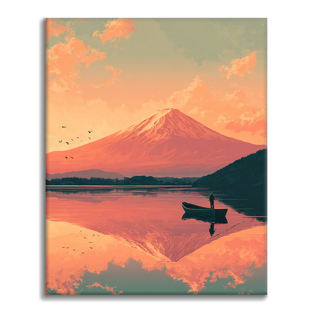 Fuji in der Dämmerung - Malen nach Zahlen