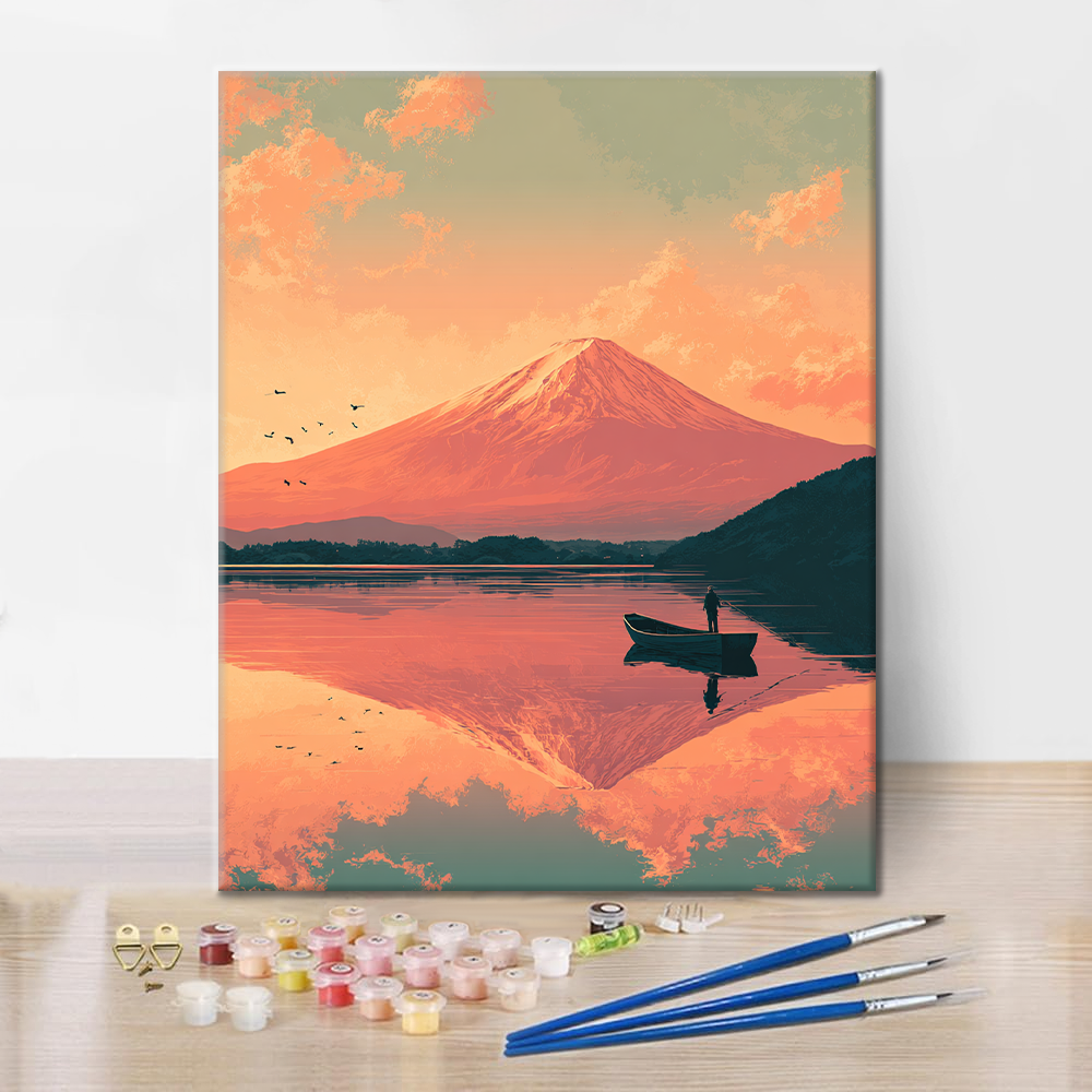 Fuji in der Dämmerung - Malen nach Zahlen