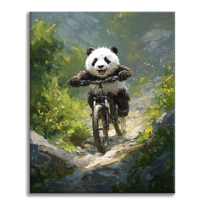 Panda auf dem Mountainbike - Malen nach Zahlen