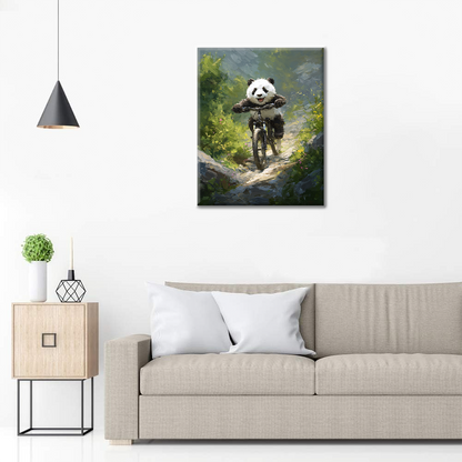 Panda auf dem Mountainbike - Malen nach Zahlen