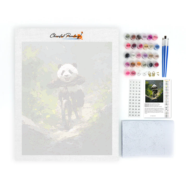 Panda auf dem Mountainbike - Malen nach Zahlen