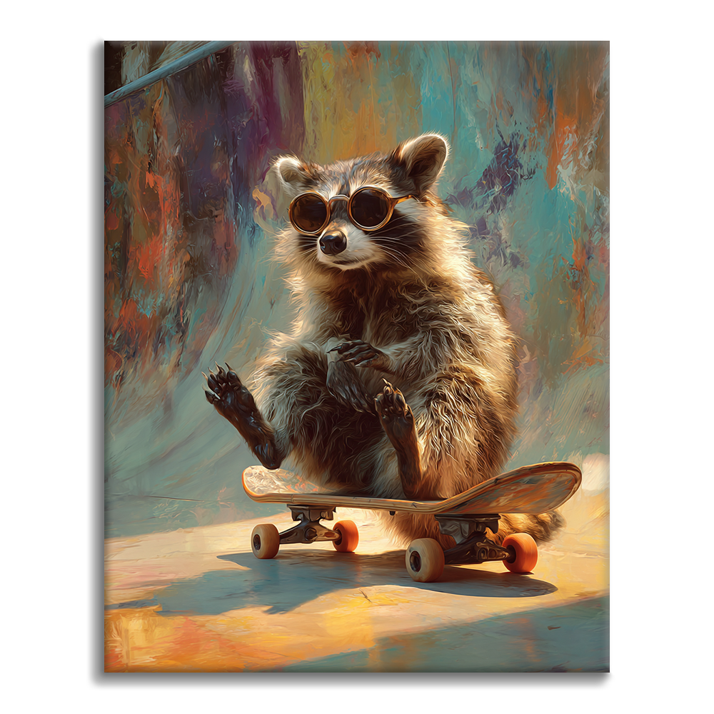 Waschbärskateboard - Malen nach Zahlen