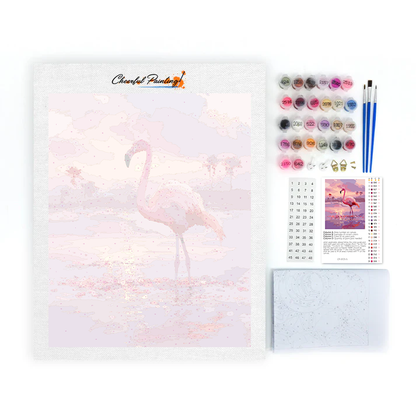Flamingo in der Dämmerung - Malen nach Zahlen