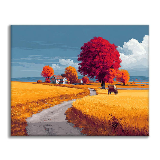 Herbstliche Landfahrt - Malen nach Zahlen