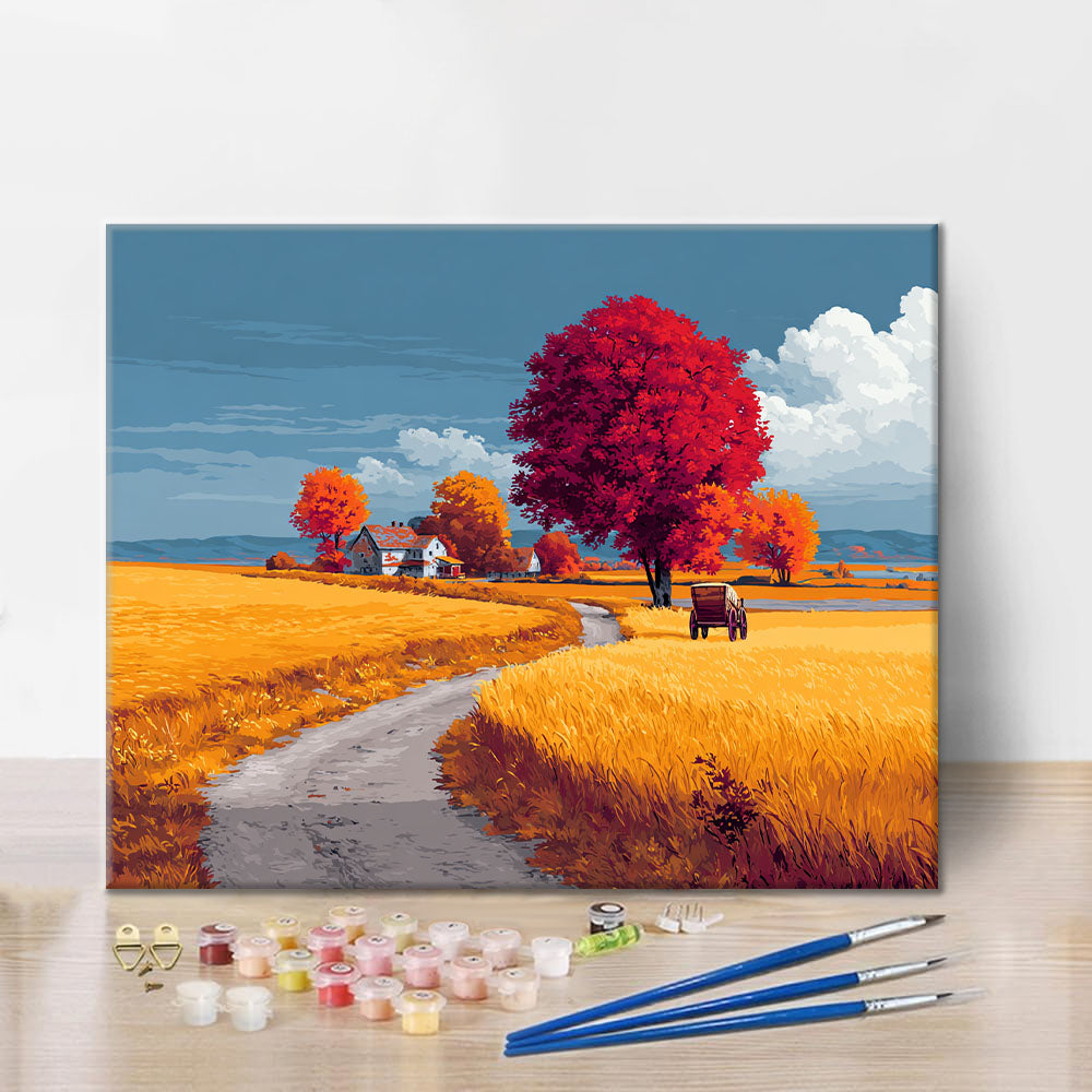 Herbstliche Landfahrt - Malen nach Zahlen