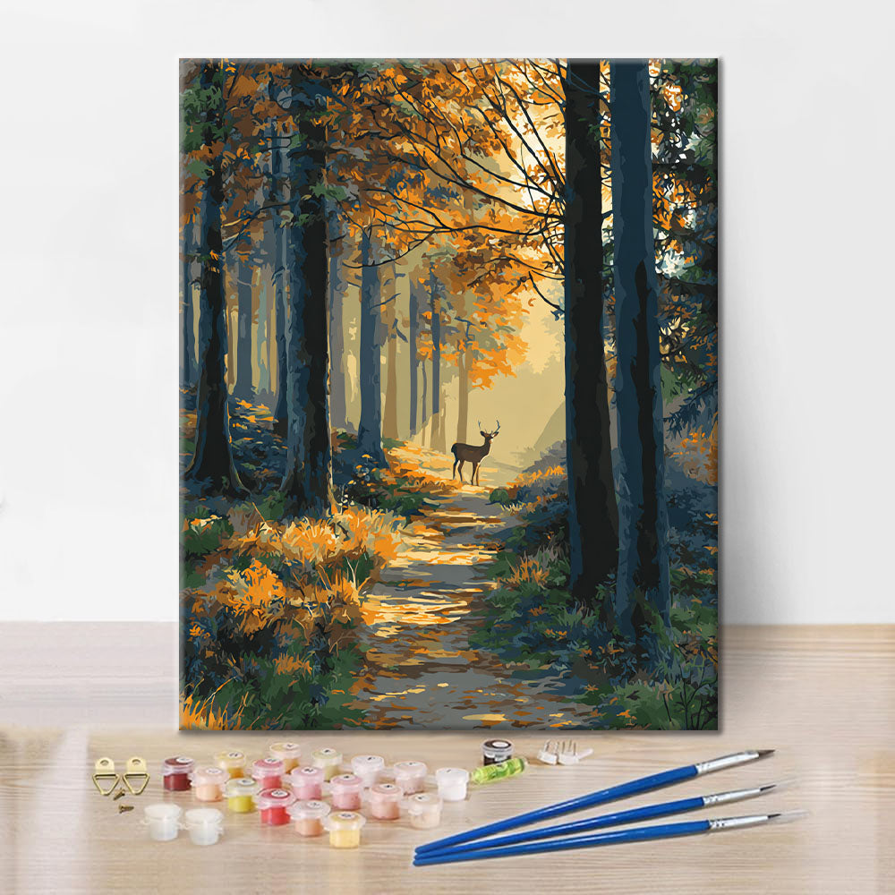 Herbstlicher Waldweg - Malen nach Zahlen