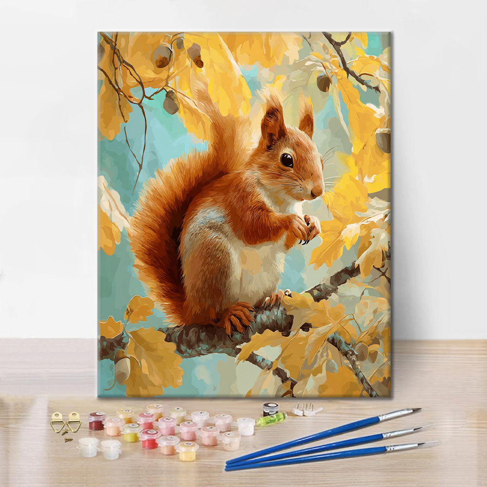 Herbstliches Eichhörnchen - Malen nach Zahlen