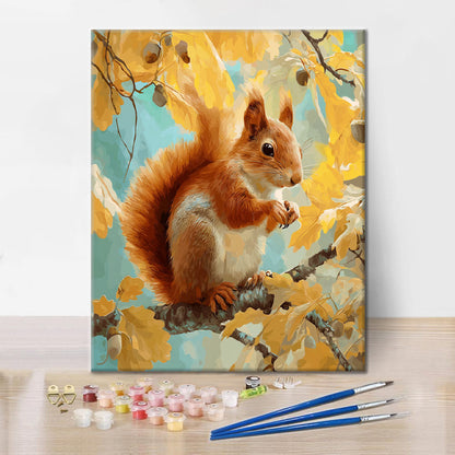 Herbstliches Eichhörnchen - Malen nach Zahlen