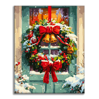 Weihnachtstürkranz - Malen nach Zahlen