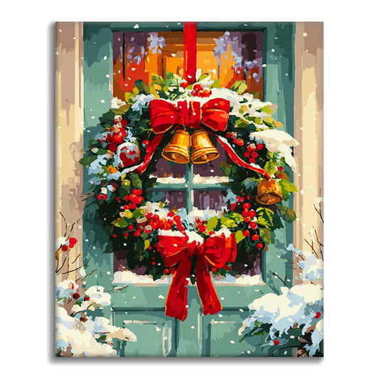 Weihnachtstürkranz - Malen nach Zahlen