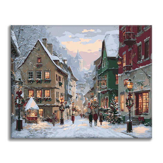 Weihnachtsstraßen - Malen nach Zahlen