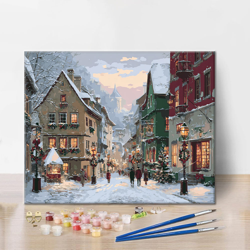 Weihnachtsstraßen - Malen nach Zahlen