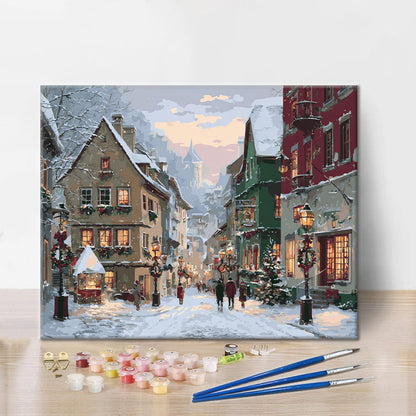Weihnachtsstraßen - Malen nach Zahlen