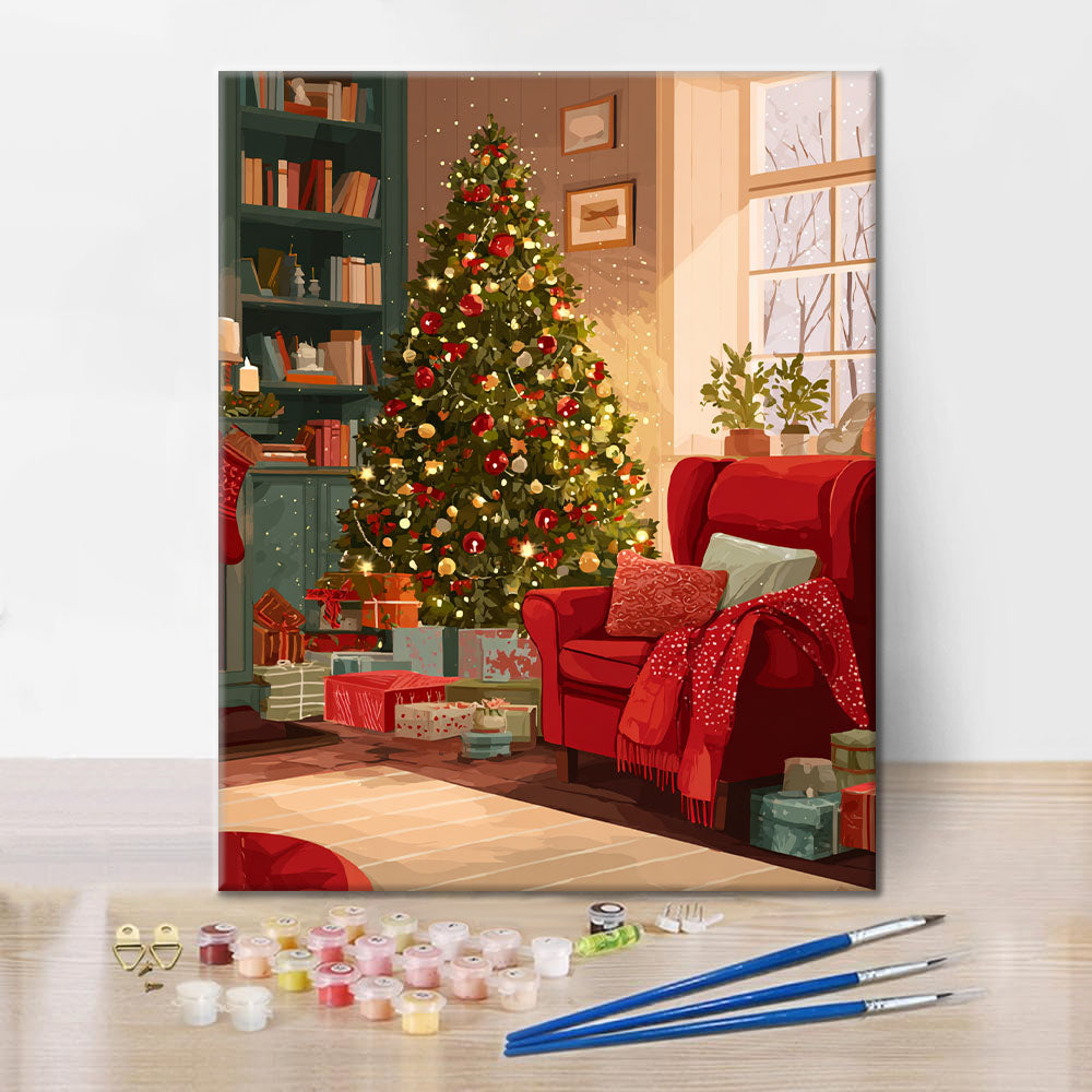 Gemütlicher Weihnachtsbaum - Malen nach Zahlen