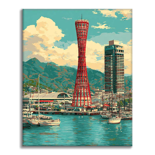 Hafen-Turm Kobe - Malen nach Zahlen