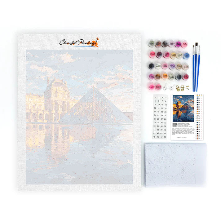 Spiegelung der Louvre-Pyramide - Malen nach Zahlen
