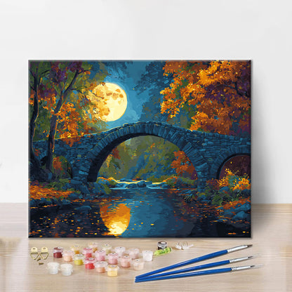 Mondbeschienene Brücke - Malen nach Zahlen