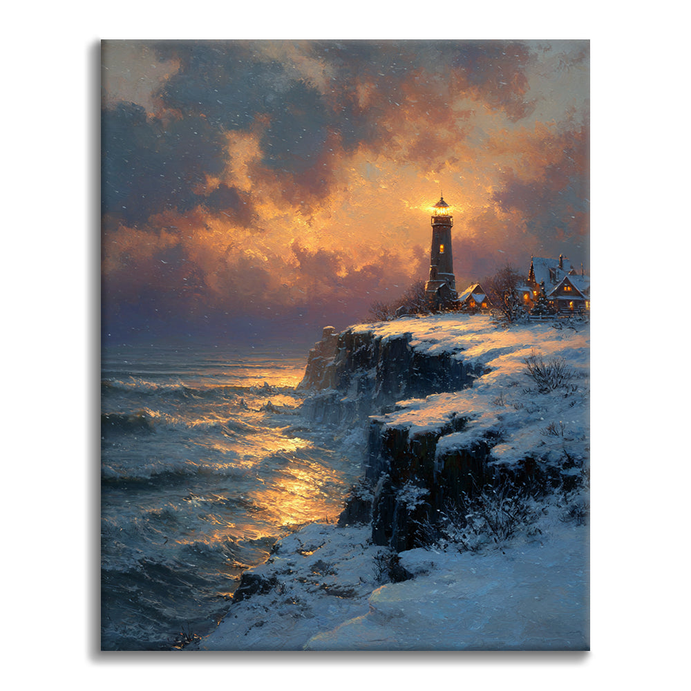 Goldener Leuchtturm – Malen nach Zahlen