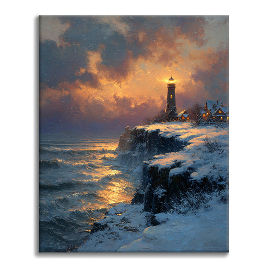 Goldener Leuchtturm – Malen nach Zahlen