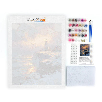 Goldener Leuchtturm – Malen nach Zahlen