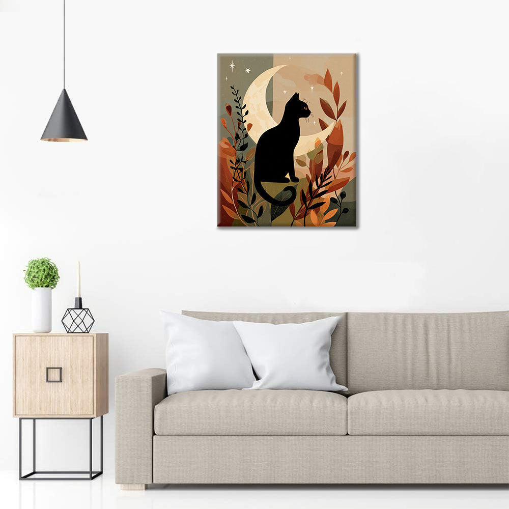 Schwarze Katze Silhouette - Malen nach Zahlen