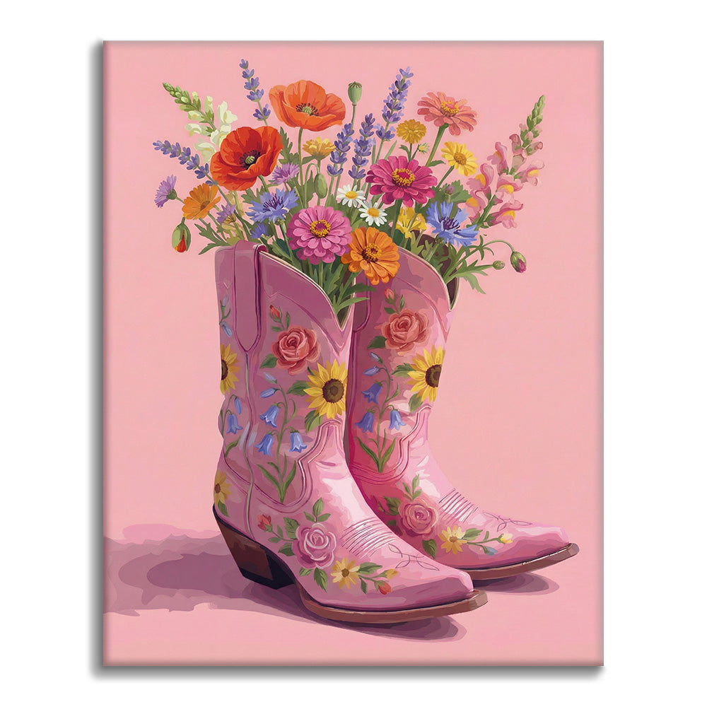 Stiefel und Blüten – Malen nach Zahlen