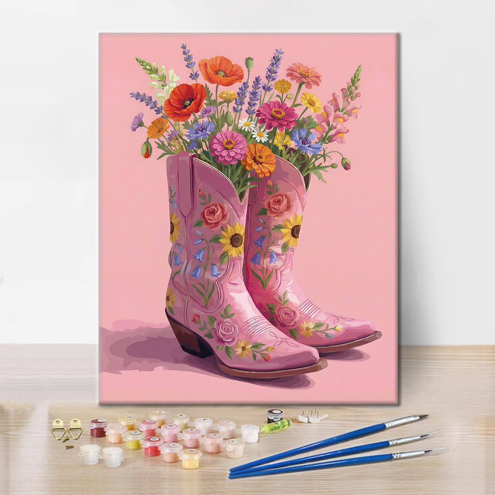 Stiefel und Blüten – Malen nach Zahlen