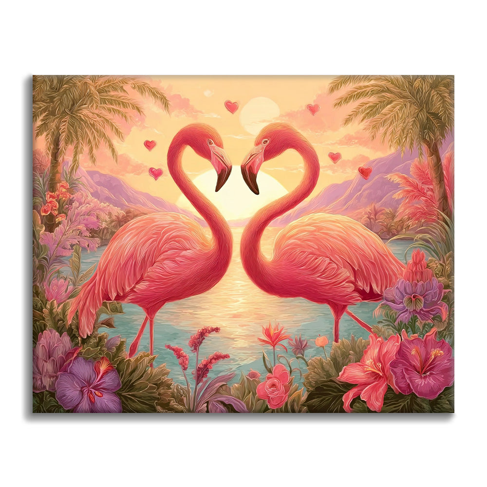 Flamingo-Romantik – Malen nach Zahlen