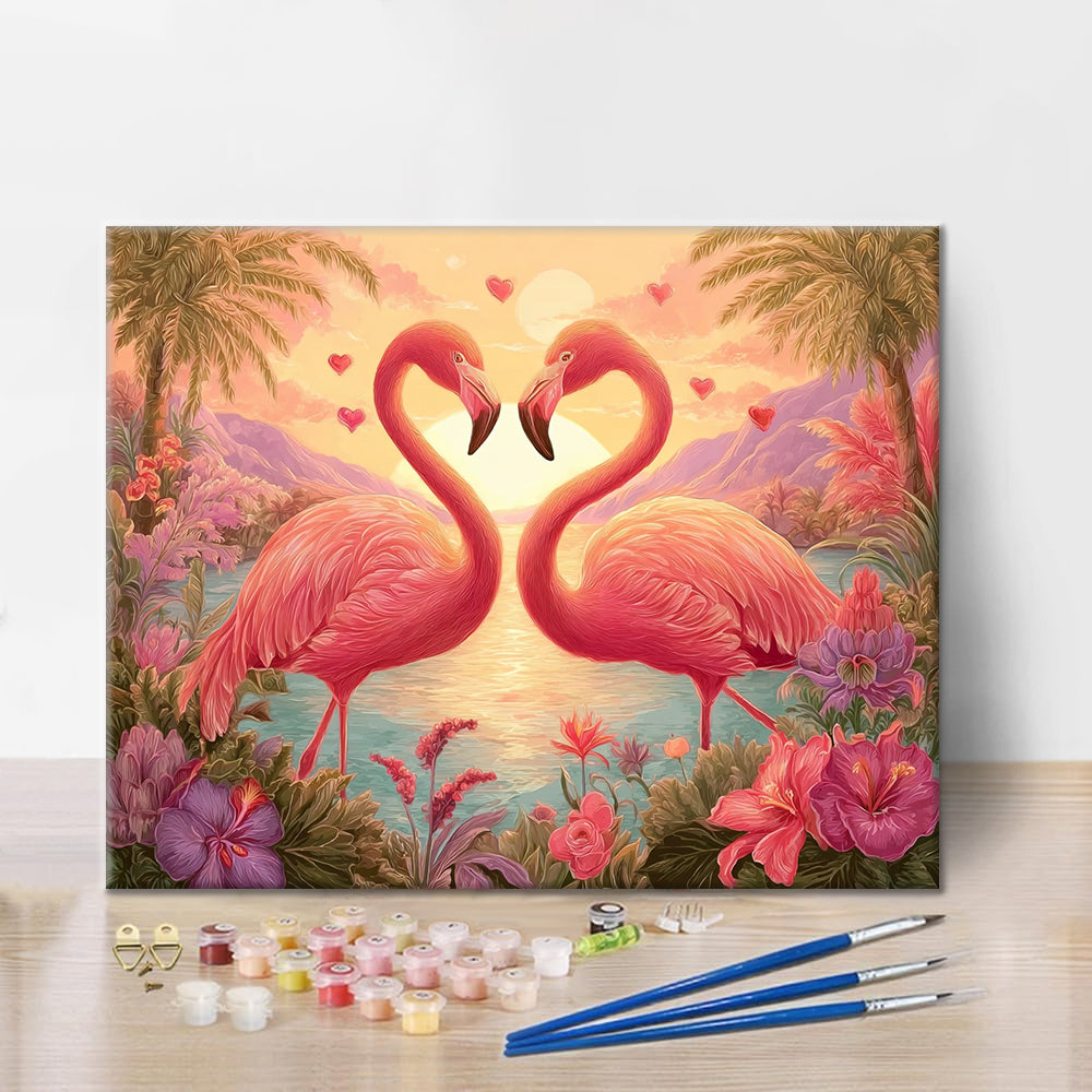 Flamingo-Romantik – Malen nach Zahlen