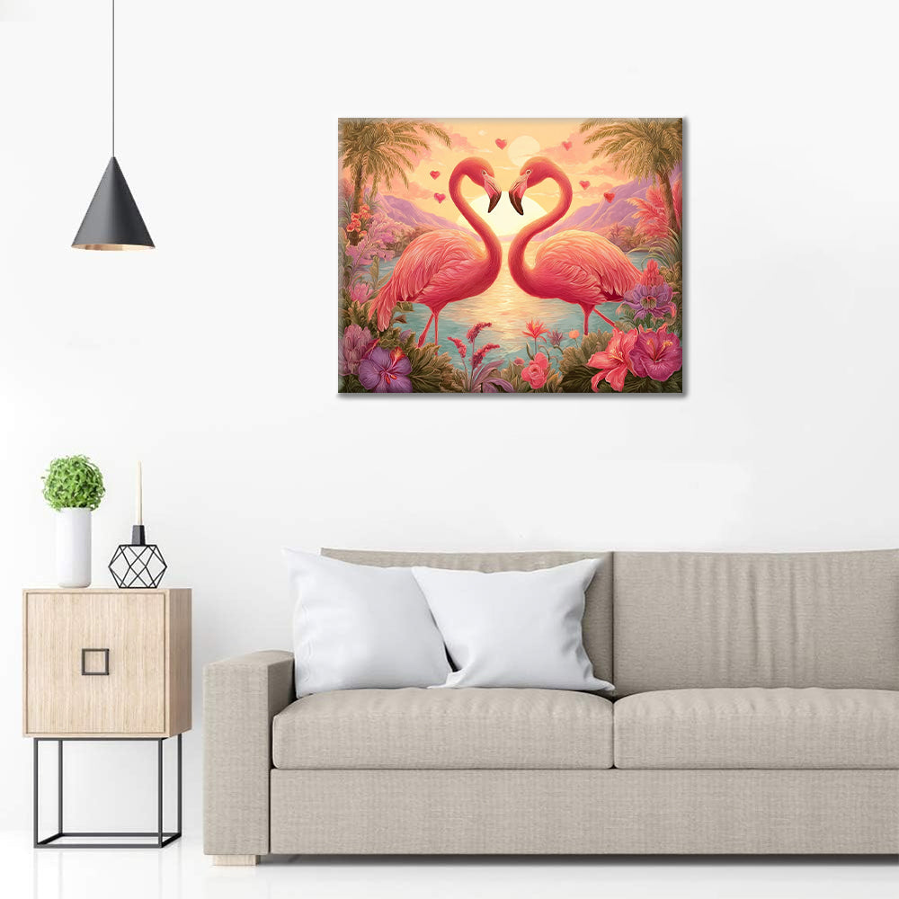 Flamingo-Romantik – Malen nach Zahlen