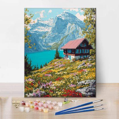 Schweizer Chalet – Malen nach Zahlen
