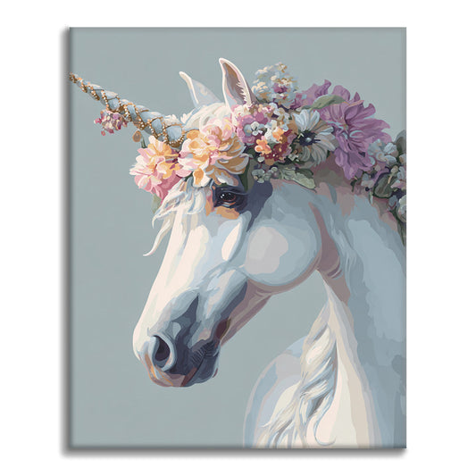 Weißes Einhorn – Malen nach Zahlen