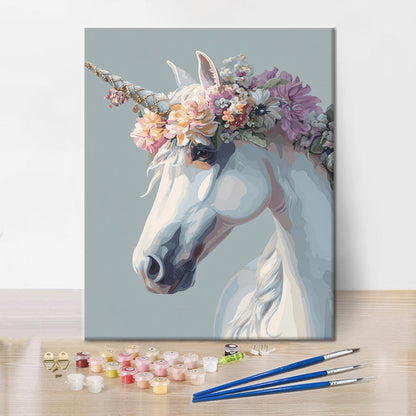 Weißes Einhorn – Malen nach Zahlen